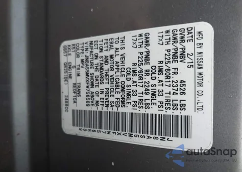 2015 Nissan Rogue Select S from USA, damaged, VIN JN8AS5MVXFW756589